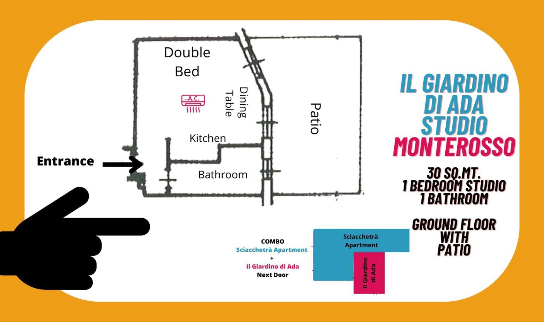 מונטרוסו אל מארה Il Giardino Di Ada Ground Floor Studio With Ac And Patio מראה חיצוני תמונה